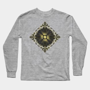 Azulejo - Portuguese Tile Black and Gold Long Sleeve T-Shirt